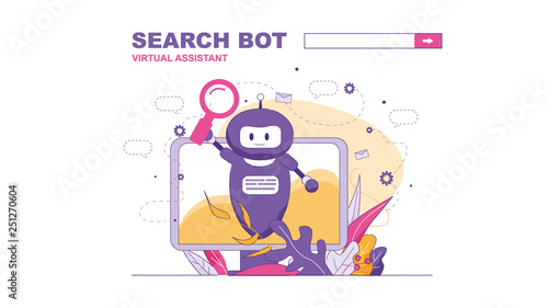 Search Bot Virtual Assistant Vector Illustration.