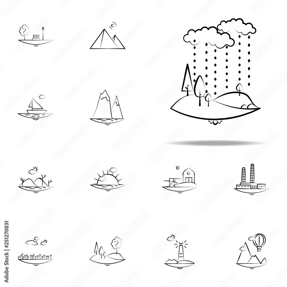 cloud tree rain icon. Landspace icons universal set for web and mobile cloud tree rain icon. Landspace icons universal set for web and mobile