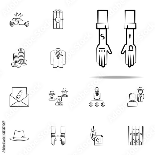criminal, gang, hand tattoo icon. mafia icons universal set for web and mobile