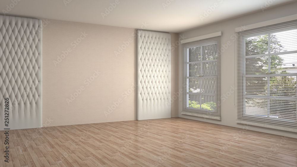 Empty interior. 3d illustration - obrazy, fototapety, plakaty 