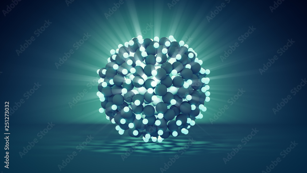 Bunch of shiny spheres 3D render illustration