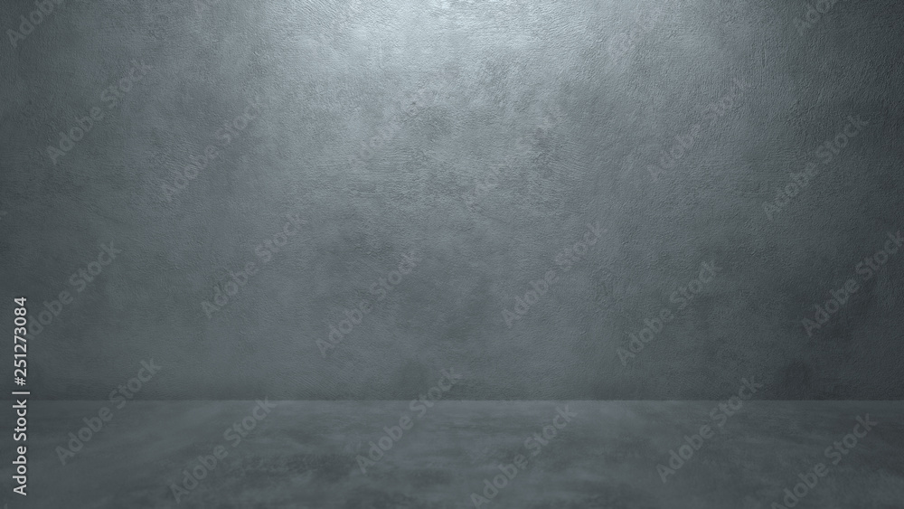 Interior with concrete wall and floor 3D render illustration Interior with concrete wall and floor 3D render illustration