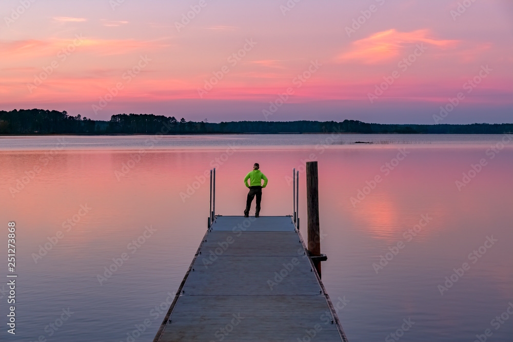 Fototapeta premium Sunset on the Dock at Mistletoe State Park, Georgia