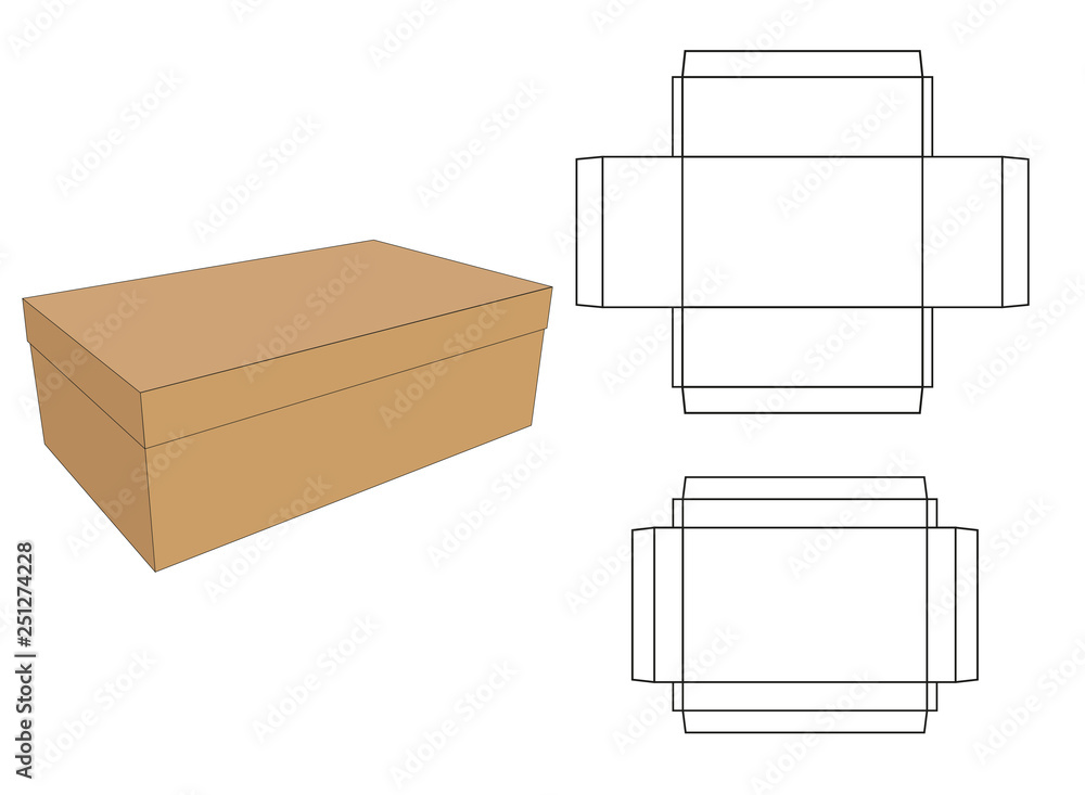 Vecteur Stock shoe box with die cut template design | Adobe Stock