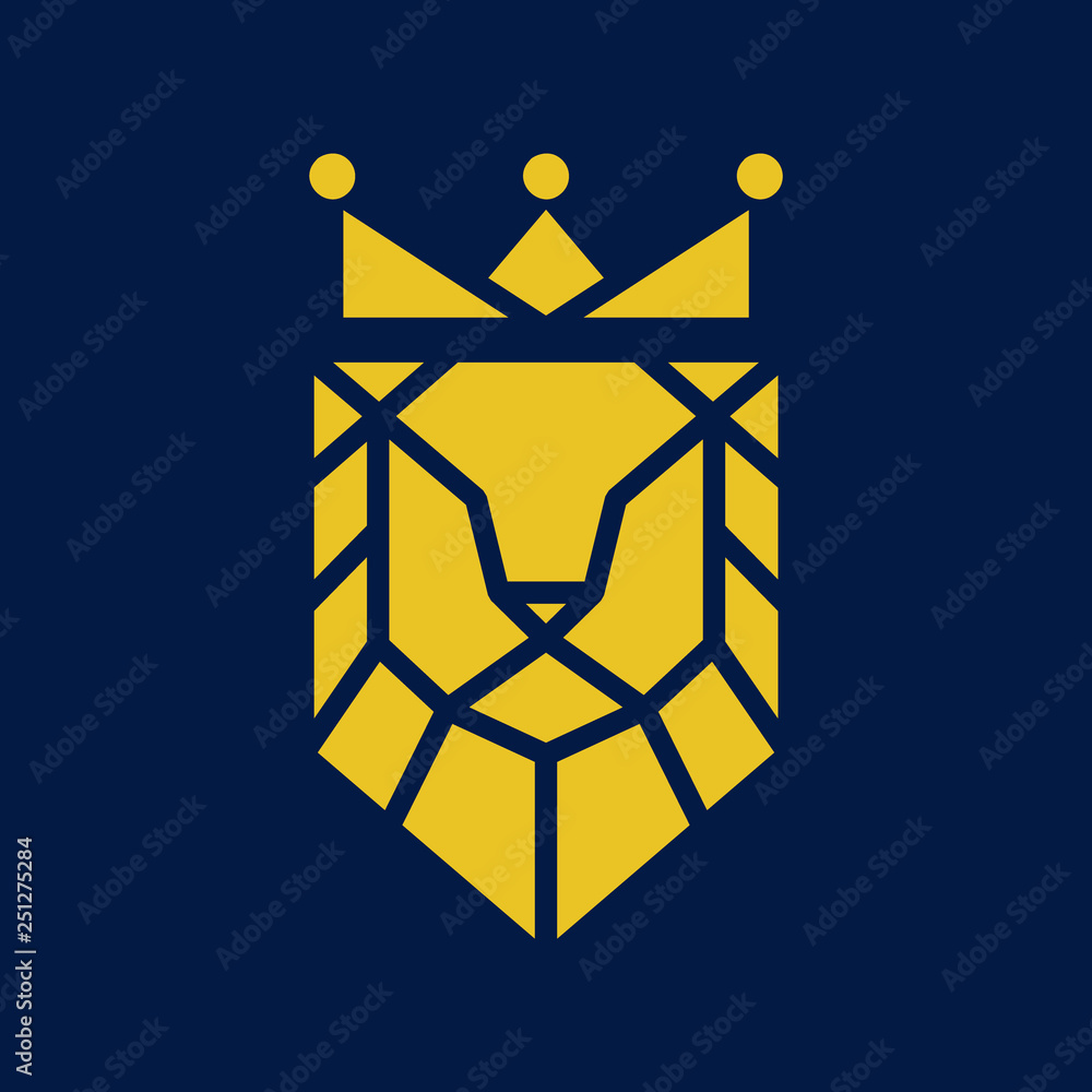 gold lion with king crown logo icon vector template Stock Vector ...