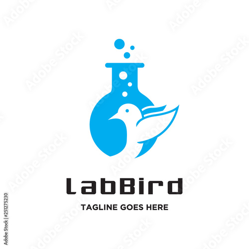 bird in laboratory glassware logo icon vector template