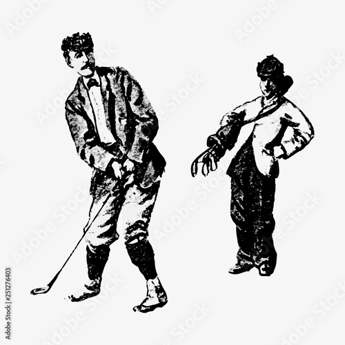 Vintage golfers playing golf