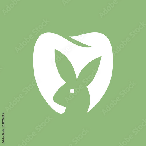 rabbit in dental tooth logo icon vector template