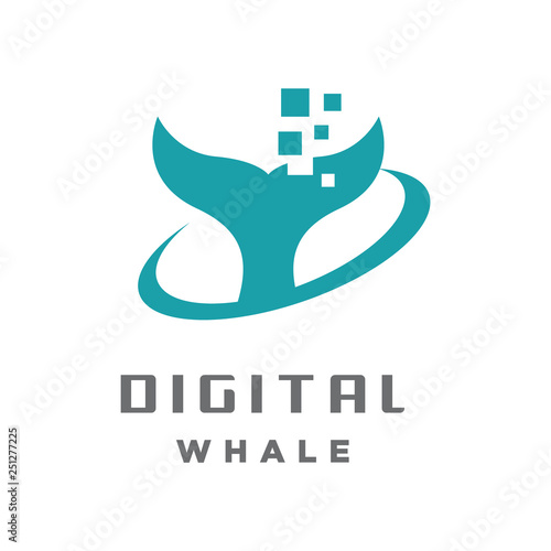 digital whale logo icon vector template