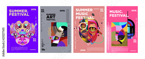 Summer Colorful Art and Music Festival Poster and Cover Template for Event, Magazine, and Web Banner. © yahya