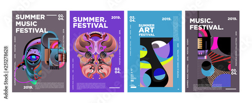 Summer Colorful Art and Music Festival Poster and Cover Template for Event, Magazine, and Web Banner.