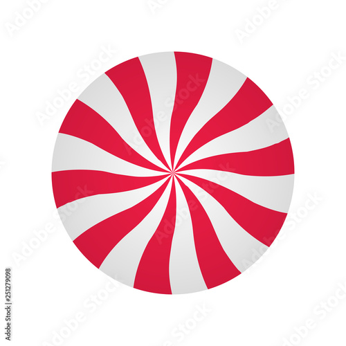 Peppermint cream candy. Spiral red and white form. Sweet shop design.