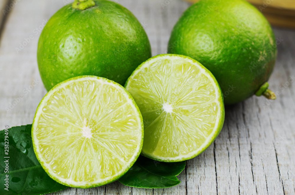 lime cut on wooden. lime cut on wooden.