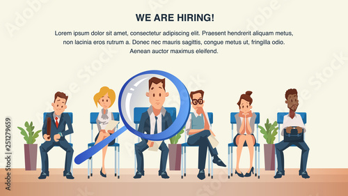 Group of People Sit in Queue Wait Job Interview