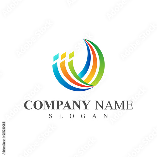 digital world logo, colorful tech logo