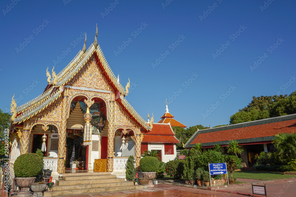 Beautiful landscape of ancient  temple in Wat Pratad hari phunchai