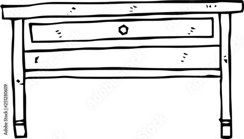 Monochrome Rough sketch of hand-painted desk