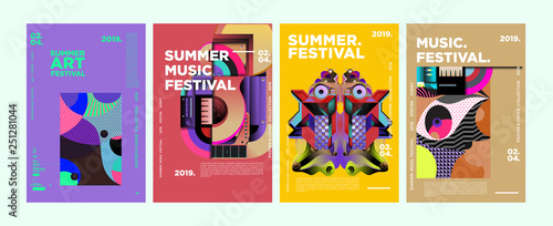 Summer Colorful Art and Music Festival Poster and Cover Template for Event, Magazine, and Web Banner.