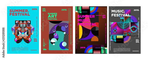 Summer Colorful Art and Music Festival Poster and Cover Template for Event, Magazine, and Web Banner.