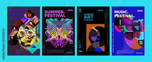 Summer Colorful Art and Music Festival Poster and Cover Template for Event  Magazine  and Web Banner.