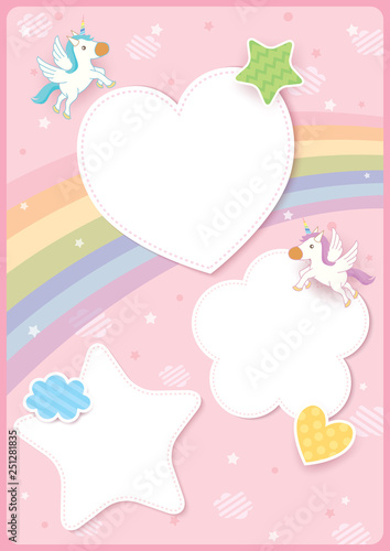 Unicorn with rainbow pink background