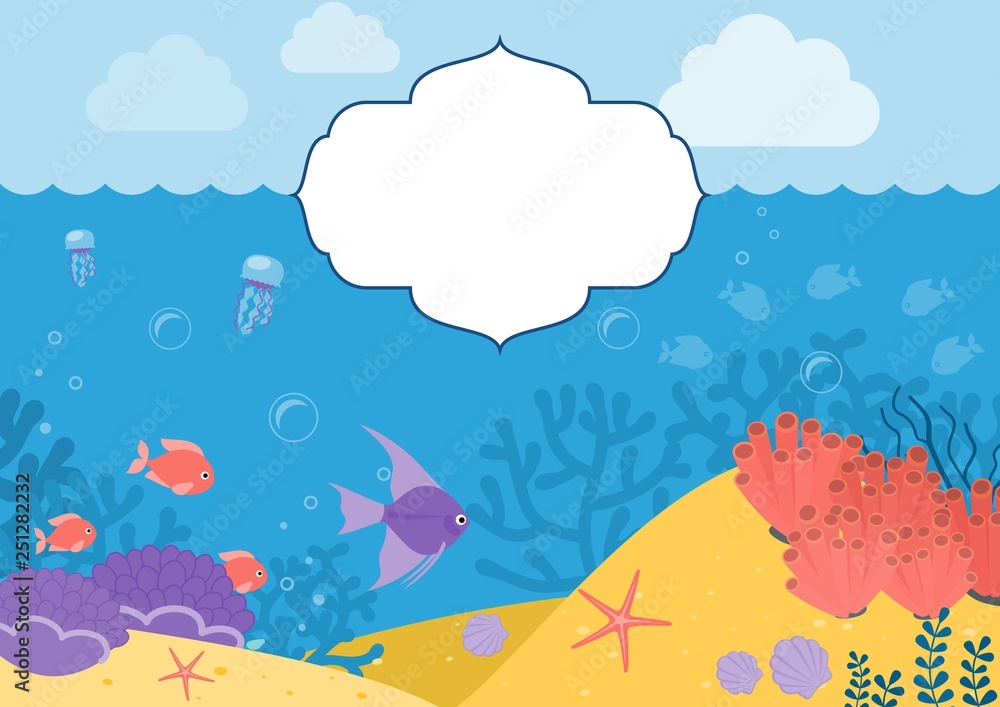 Underwater background. Background with marine animals. Underwater background. Background with marine animals.