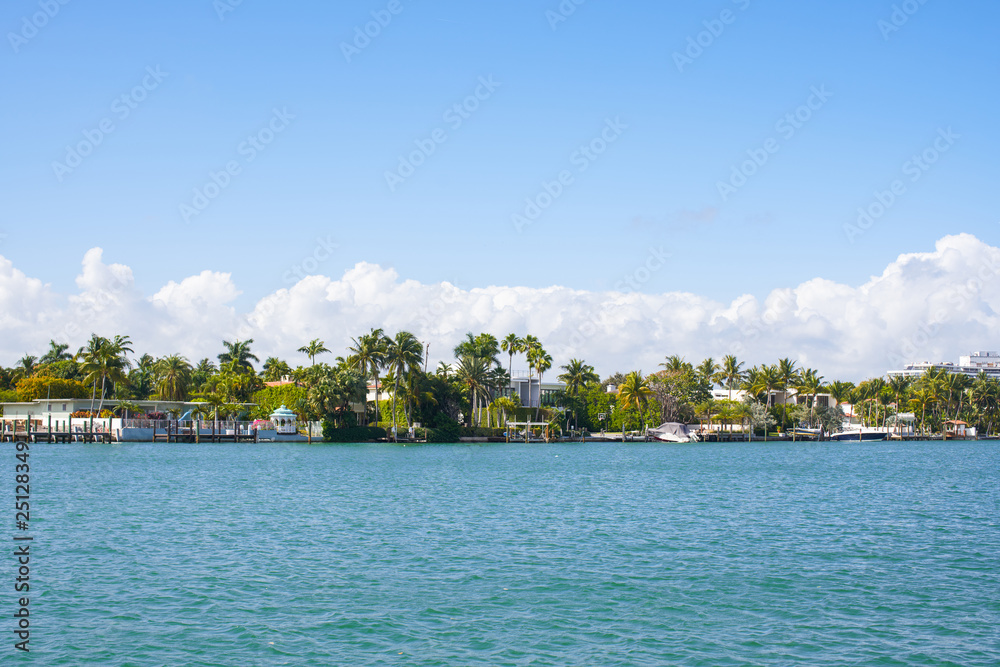 Luxury Miami waterfront homes Allison Island far shot