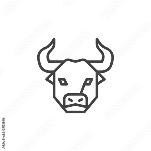 Bull head line icon. linear style sign for mobile concept and web design. Horned Buffalo outline vector icon. Cow symbol, logo illustration. Pixel perfect vector graphics