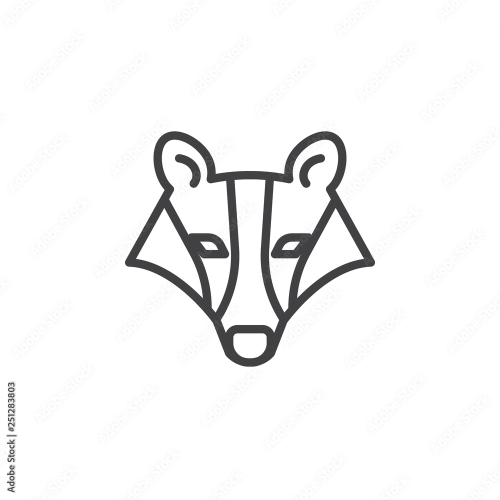 Badger head line icon. linear style sign for mobile concept and web design. outline vector icon. Wild animals symbol, logo illustration. Pixel perfect vector graphics