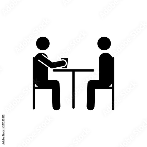 Two people at the table, glass icon. Simple glyph, flat vector of People icons for UI and UX, website or mobile application