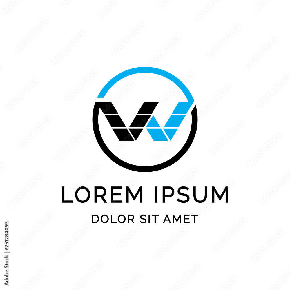 W letter with circle around line logo template W letter with circle around line logo template