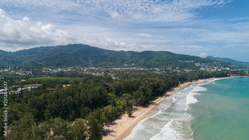 Obraz premium aerial view of sea and beach in Koh Yao Noi, Phuket province, Thailand. Phuket is one of favorite destination among foreigner traveler