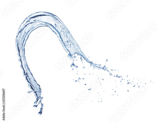 single splash of blue water isolated on white background