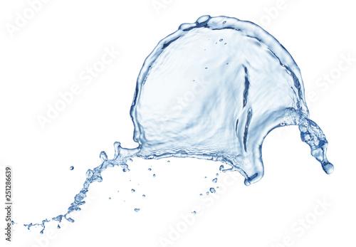 single splash of blue water isolated on white background