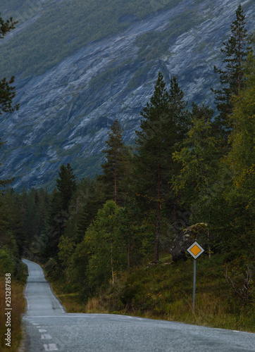 Scandinavia. Pictured mountains in northern Norway in the fall in September