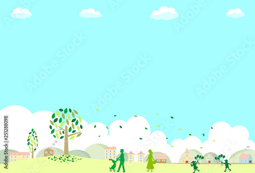 家族　公園　イラスト