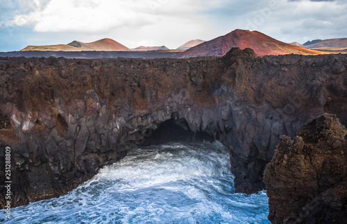 Los Hervideros lava caves in Lanzarote  Canary islands  Spain
