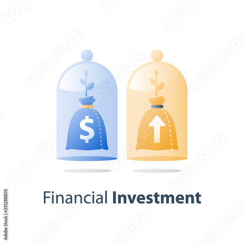 Long term investment, invest fund, capital allocation, pension savings account, bank deposit, value increase, wealth management