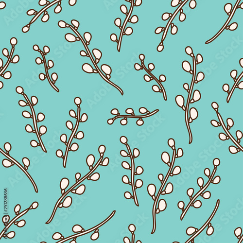Seamless pattern with willow branches. Can be used for wallpaper, pattern fills, web page background, postcards.