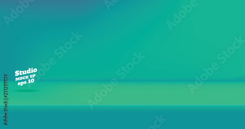 Vector,Empty retro two tone blue green neon color studio table room background ,product display with copy space for display of content design.Banner for advertise product on website.