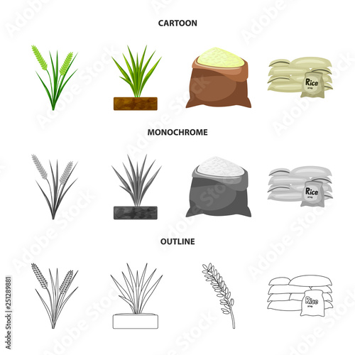 Vector design of crop and ecological sign. Collection of crop and cooking stock vector illustration.