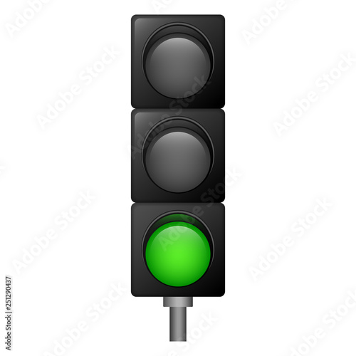 Green color traffic lights icon. Realistic illustration of green color traffic lights vector icon for web design isolated on white background