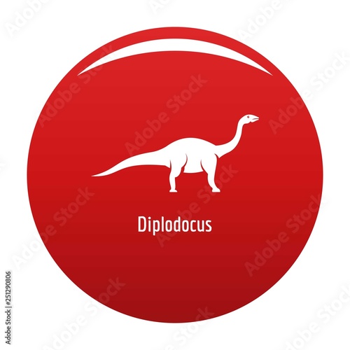 Diplodocus icon. Simple illustration of diplodocus vector icon for any design red