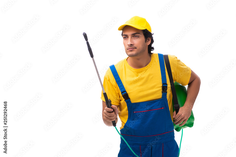 Pest control contractor isolated on white background Pest control contractor isolated on white background