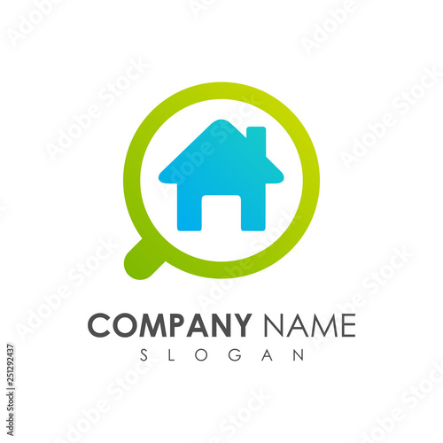 house + magnifying glass logo