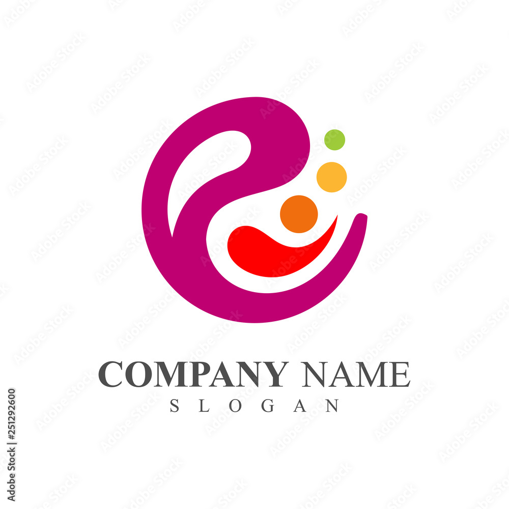 Fototapeta premium people letter e logo template