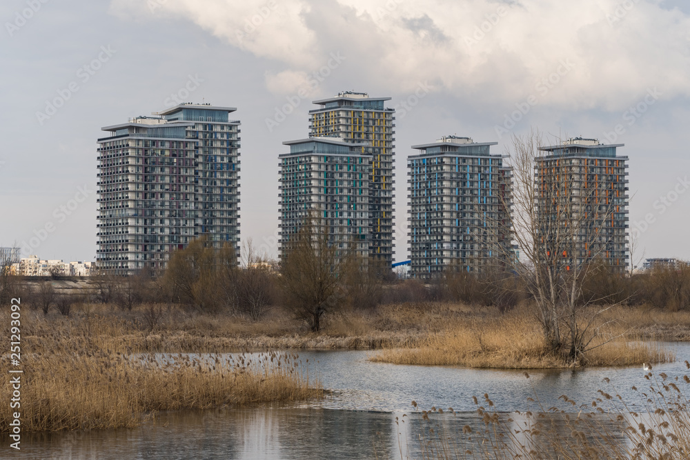 Fototapeta premium Modern Buildings by the Lake