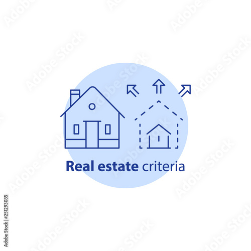 Extension concept, house enlargement services, building home addition, renovation and reconstruction, real estate options
