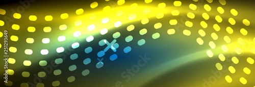 Wallpaper Mural Glowing abstract wave on dark, shiny motion, magic space light. Vector techno abstract background Torontodigital.ca