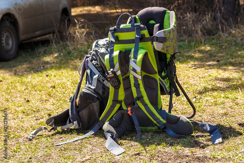 great travel Backpack on the ground